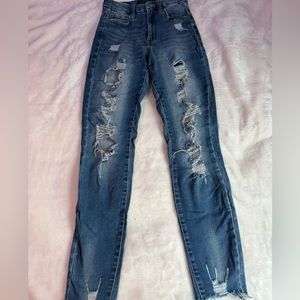 Ripped blue jeans